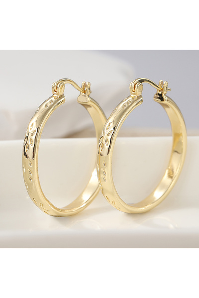 Choice T380 Women’s Vintage Simple Design Textured Golden Plated Hoop Earring...