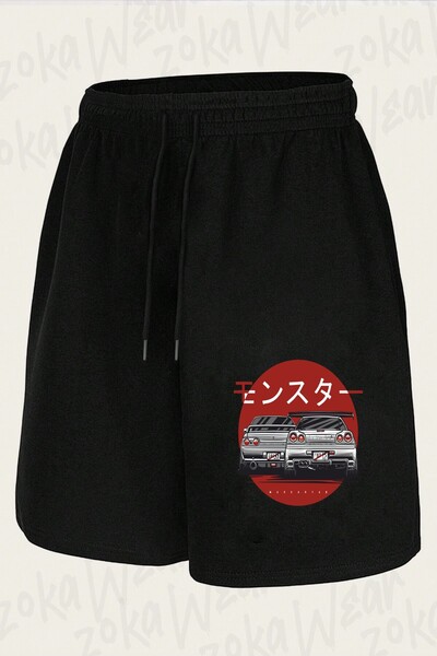 ZOKAWEAR شورت مطبوع بتصميم لعشاق سيارات نيسان Gtr للجنسين