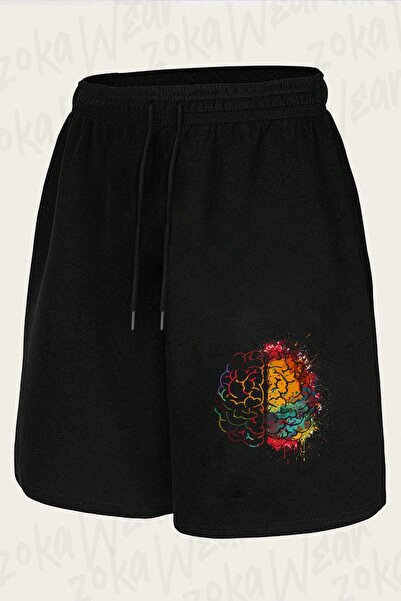 ZOKAWEAR Unisex Right and Left Brain 2 Design Printed Shorts