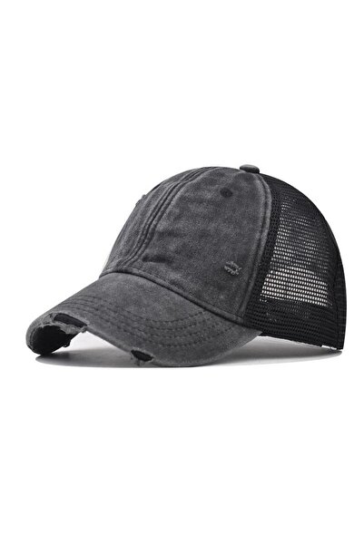 Choice4 Adjustable black Cotton washed distressed mesh breathable summer base...