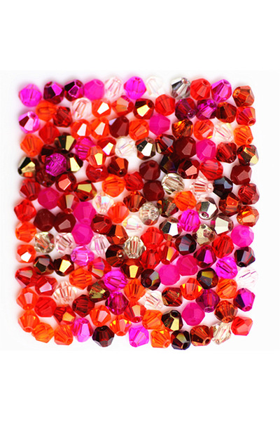Choice33 red multi 4mm 100pcs Bicone Faceted Crystal beads Austria Glass Bead...