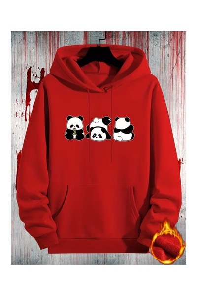 ZİYMO Women's Hooded Printed Relaxed Fit Sweatshirt