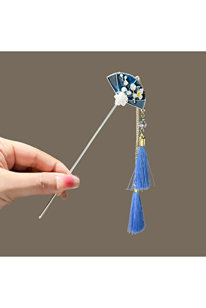 Choice4 2 شوكة شعر زرقاء أنيقة على الطراز الصيني بتصميم شعر مستعار على شكل سي...