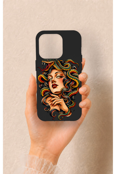 Vip Case iPhone 14 Pro Compatible Medusa Patterned Silicone Case