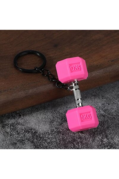 Choice3 Pink Unique Fitness Mini Dumbbell Keychain Unisex Backpack Key Pendan...