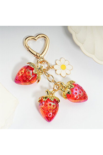 Choice8 c-red Cute Strawberry Bag Pendant Keychain Kawaii Heart Key Chain for...