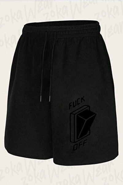 ZOKAWEAR Unisex σορτς με στάμπα σχεδίου πανοράματος  "Fuck Off "