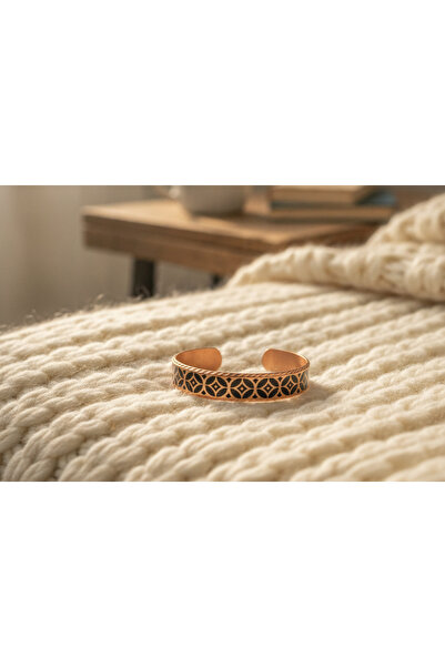 Erol Bakır 100% Handmade Copper |   Copper Modern Geometric Patterned Adjusta...