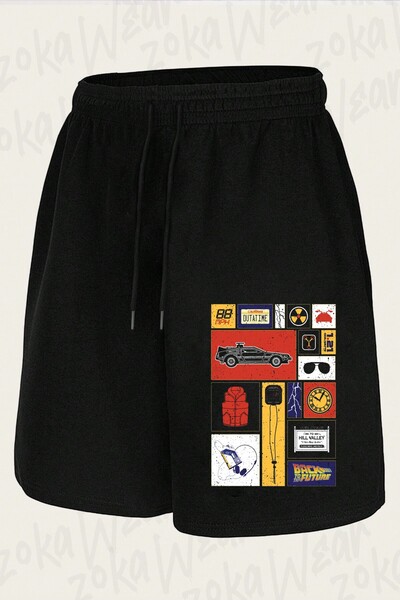 ZOKAWEAR Unisex Back to the Future 35Th Icon Design Printed Shorts