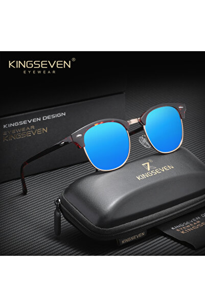 Choice6 Leopard Blue KINGSEVEN Classic Half Frame Trendy Design Polarized Sun...