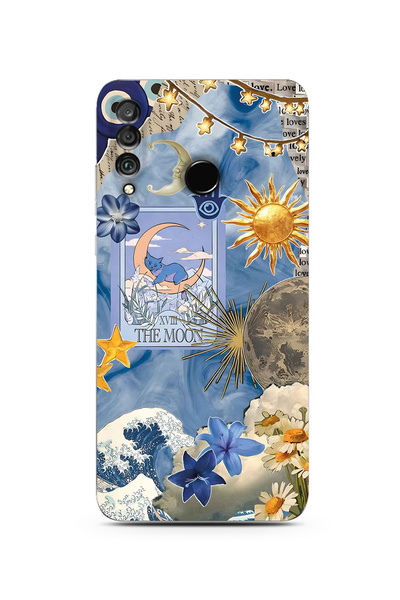 FLAMENKO Huawei P30 Lite Compatible Moon Sun Vintage Sky Pattern Transparent ...