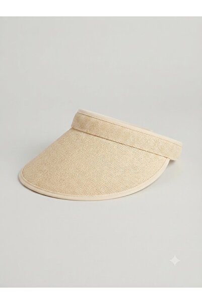 Fonem Paper Vizor Half Moon Straw Hat Women's Ecru 100% Natural Paper Rope St...