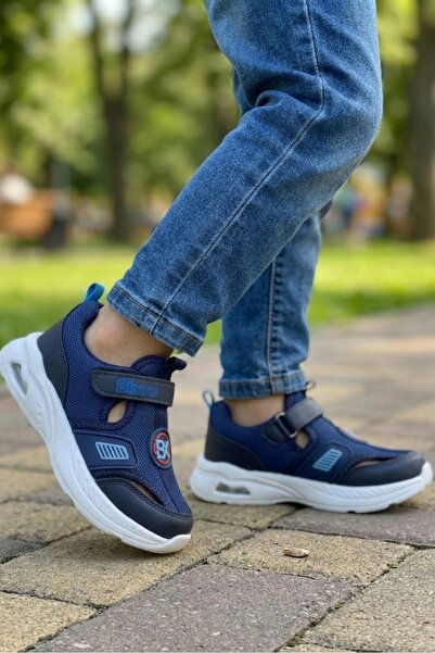TOFİSA Women's Navy Blue Boys' Velcro Mesh Sandals - 28582-Navy Blue