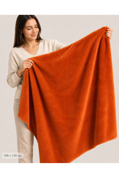 PLUSH STUDIO ISTANBUL Orange Plush Fabric 100 X 150 cm Soft Textured Thick Fl...