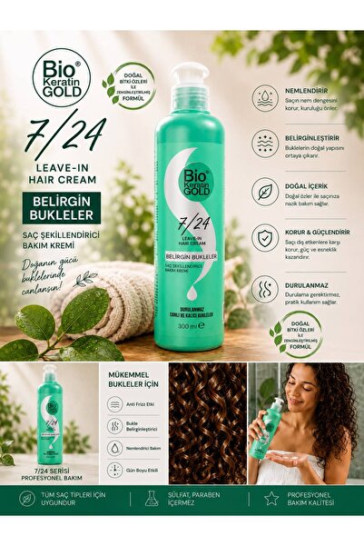 Bio Keratin Gold Bukle Belirginleştirici 7/24 Saç Şekillendirici Bakım Kremi Durulanmaz 300ml
