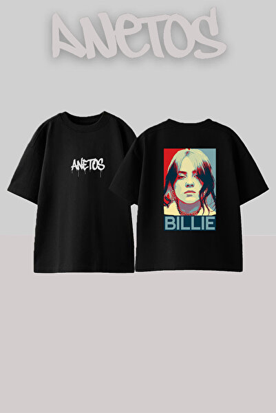 Anetos Billie Eilish_150 Dizajnirana široka crna majica sa printom