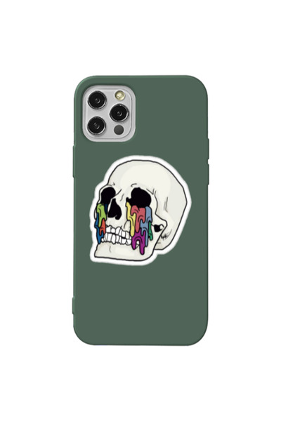 Other Apple iPhone 13 Pro Skull Dark Green Colored Silicone TPU Θήκη
