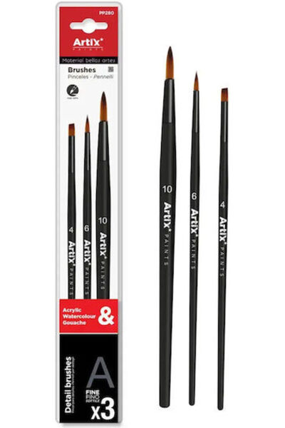 OEM Artix Paints Set Of Art Brushes Pp280 Black 3 Pieces