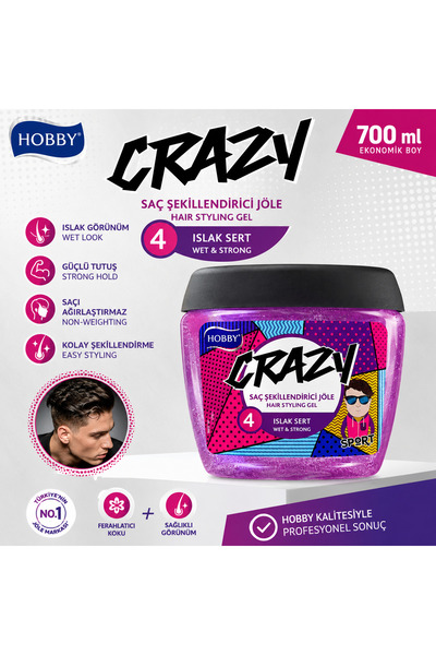 Hobby Saç Jölesi Crazy Islak Sert Tutuş 700 ml