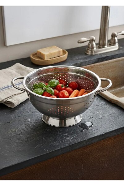 CEZVE HOME Stainless Steel Footed Strainer Fruit Vegetable Washing Strainer 3...