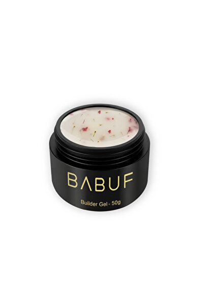 BABUF Gel construcție Milky Flowers, flori uscate integrate, 50g