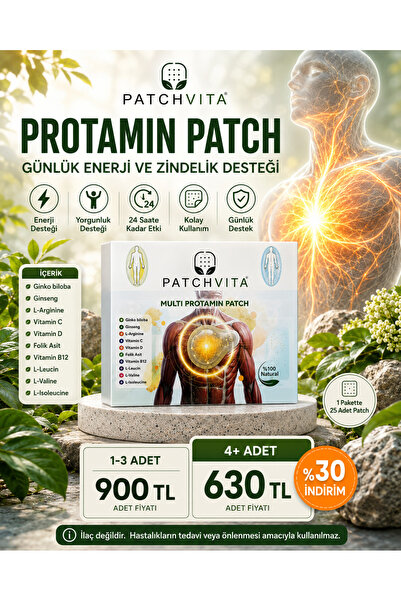 Patchvita Protamin Patch - Günlük Enerji ve Zindelik Destek Bandı Transdermal...