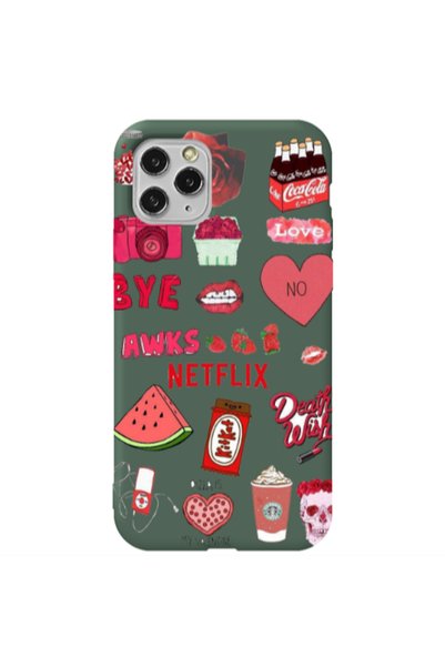 Other Apple iPhone 11 Pro Max pizza is my valentine Dark Green Colored Silico...