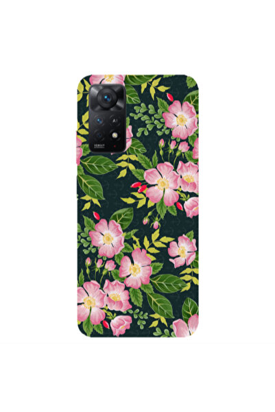 Other Xiaomi Redmi Note 11 4G Pink flowers green laves Transparent Silicone T...
