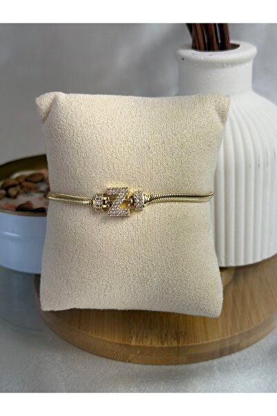 ANKA JEWELLRY Z Letter Detail Zircon Stone Women's Steel Bracelet
