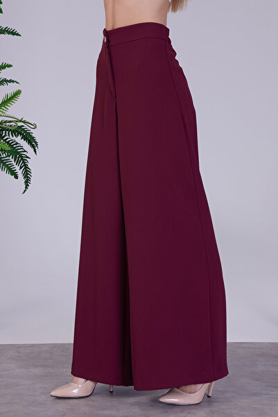 Modabenna Black Wide Leg Palazzo Trousers Crepe Fabric Elastic Waist Comforta...