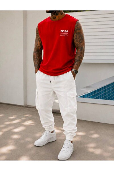 TREND EMMODA Men's Nasa Printed Zero Sleeve Round Neck White Sports T-Shirt /...