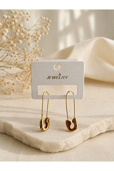 JEWELRY Kadın gold kilitli iğne küpe