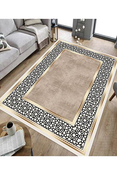 GNL HOME Altın Etnik Desenli Dijital Baskı Salon,Koridor,Mutfak,Balkon,Ofis H...