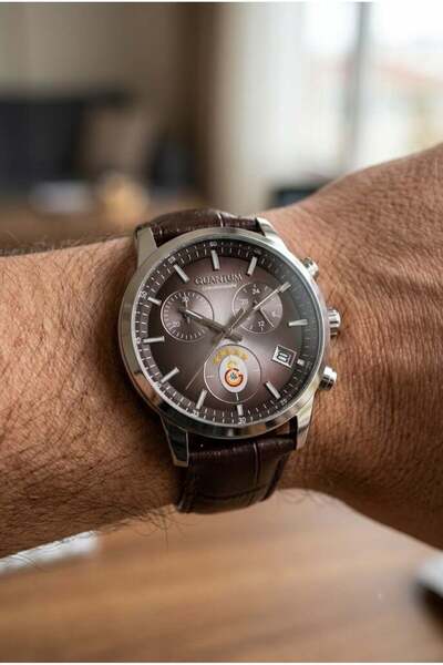Quantum Galatasaray Men's Wristwatch |   42mm Stainless Steel Case, Brown Lea...