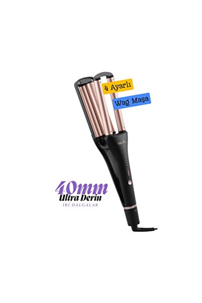 Empressco Ultra Deep 4-Setting Black Tongs, Large Waves, 32-37mm
