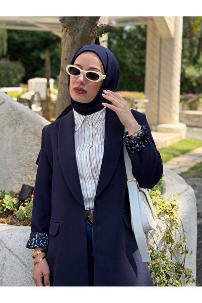 Kadın Tesettür Astarlı Blazer Ceket Şal Yaka Uzun Kollu Günlük ve Ofis Kullanımına Uygun