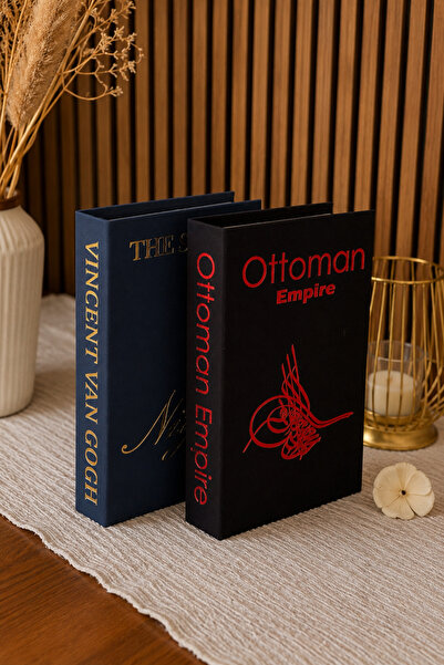 Dezora Home Kumaş Dekoratif Kitap Kutu Seti 2'li - Gizli Saklama Kutusu Laciv...