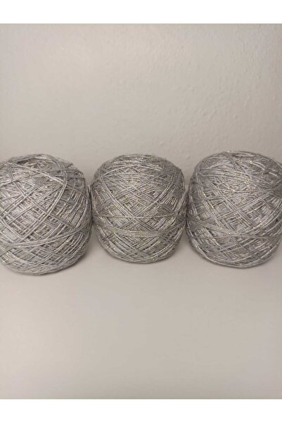 kartopya Gold Simli Gri Renkli Koton Örgü İpi 300gr(3x100 Gr)