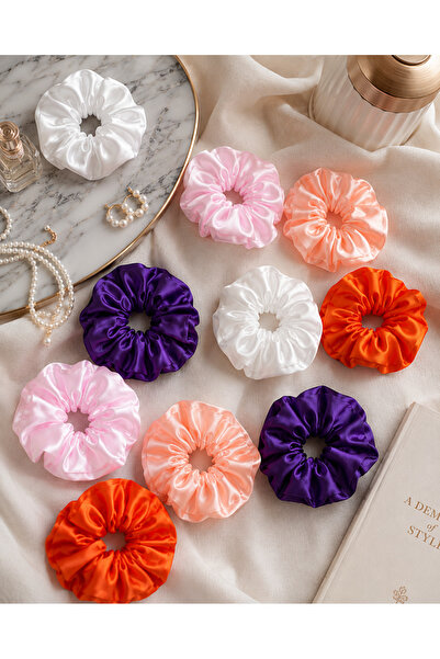 50'li Saten Scrunchie Lastik Saç Tokası