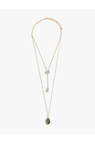 Koton Multi Y Necklace with Stone and Pearl Detail