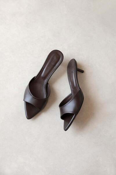 STRASWANS Randall Women's Heeled Leather Sandals Brown