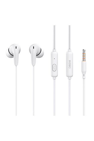 Celebrat earphones με μικρόφωνο G26, 3.5mm σύνδεση, Φ10mm, 1.2m, λευκά
