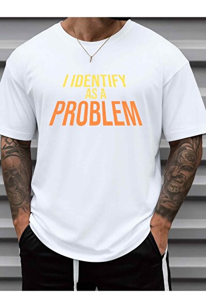 BASEPULSE Men's Funny "Identify As A Problem" Slogan T-Shirt - 100% Cotton 18...