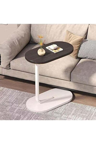Arabest C Shape Side Table,Stable Metal Frame,Dark Color,Waterproof Top,For S...