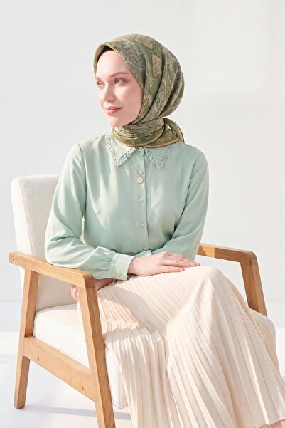 Silk Home Soft Scarf Shawl Motif Green