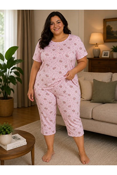 BALİS PİJAMA Women's Capri Patterned 3-Button Comfortable Quality Fabric Cott...