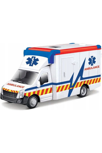 BBURAGO Mașină de ambulanță albă - albastră, scară 1:43, pentru copii de la 3...