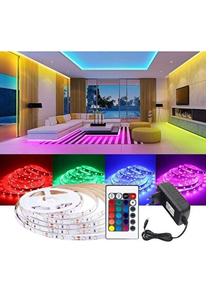 burul RGB Şerit Led Işık 2.5 Metre 16 Renk IR Kumandalı Set