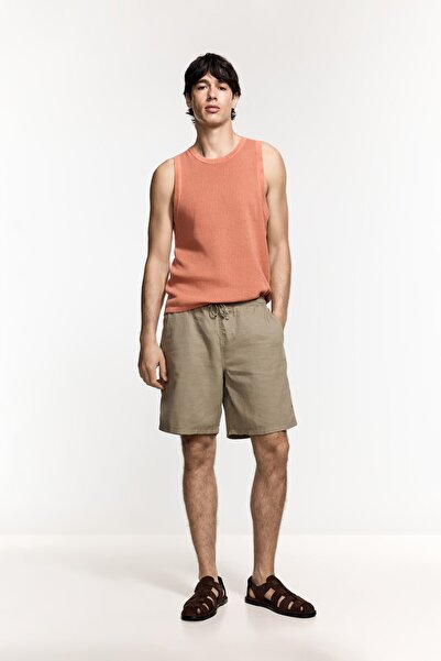 LEFTIES Keten pamuklu jogger bermuda