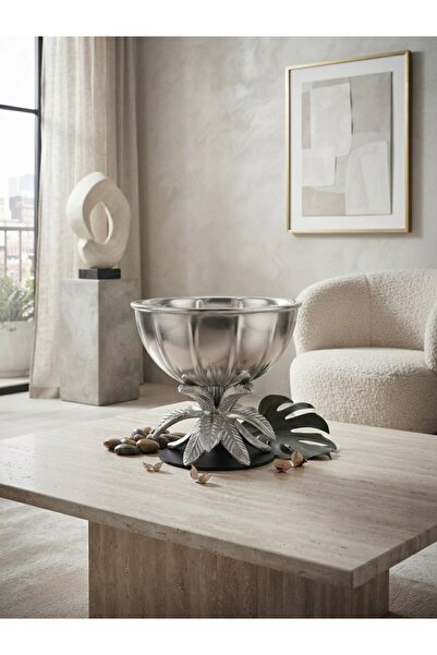GFSMORE Palm Tree Decorative Planter Silver